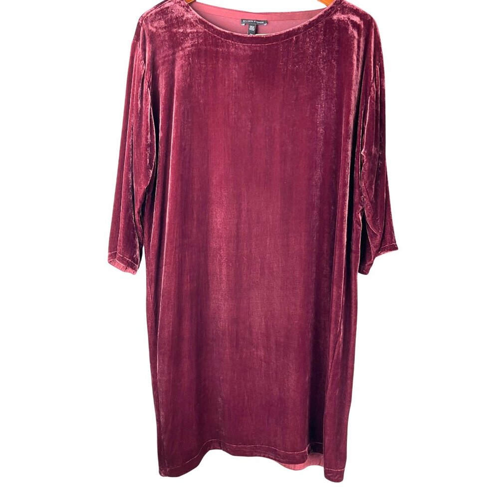 FALL Boho Eileen Fisher Velvety Silk Blend Luxury Midi Dress, Women's S/P